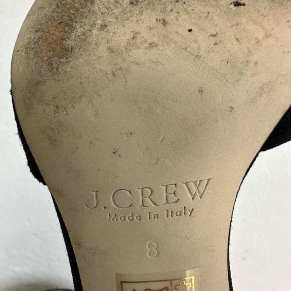 J Crew Elsie D'Orsay Suede Black High Heels Size 8 - Picture 11 of 13